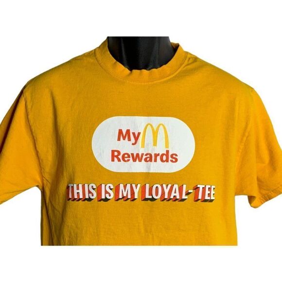 McDonalds Uniform Crewneck T Shirt S Orange Short Sleeves Rewards Loyal Tee - Picture 2 of 5